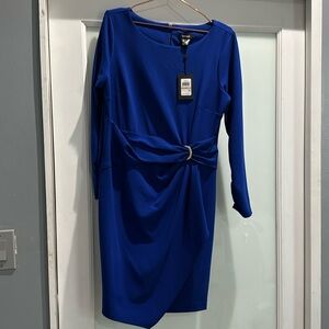 DKNY WOMENS MIDI DRESS SIZE 12 NWT COLOR ROYAL BLUE